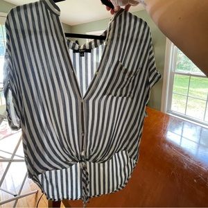 Lulus striped blue and white button down XL